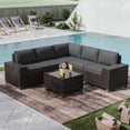 thumbnail image 1 of Gotland Outdoor Patio Furniture Set 6 Piece Sectional Rattan Wicker Sofa Set Patio Conversation Set Gray, 1 of 7
