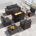 thumbnail image 1 of Gotland Outdoor Patio Furniture Set 7 Pieces Rattan Wicker Sofa with 43.3"Table,Grey, 1 of 9