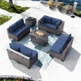 thumbnail image 1 of Gotland Outdoor Patio PE Rattan Wicker Furniture Set with 43" Propane Fire Pit Table 10 Pieces Steel, 1 of 7