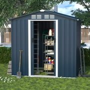 Gotland Outdoor Storage Shed,6' x 4' Waterproof Metal Tool Shed with Door,Ramp Plate for Garden,Backyard,Patio,Gray