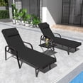 thumbnail image 1 of Kullavik Patio Chaise Lounge Sets Outdoor Armchair Recliner Rattan Adjustable Back 3 Pieces Cushioned Patio Folding Chaise Lounge with Folding Table - Black, 1 of 8