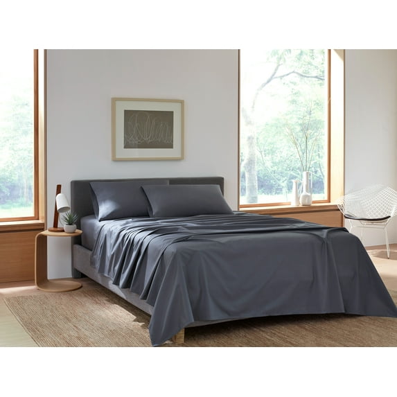 Goto Bedding Classic Percale Pillowcase, King Size Pillow cases, Gray