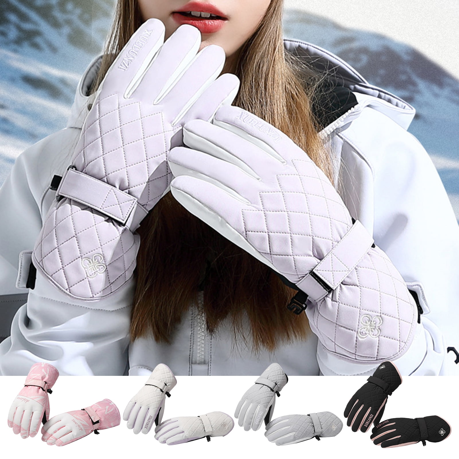 Gotofar 1 Pair Women Cycling Gloves Touch Screen Waterproof Fleece