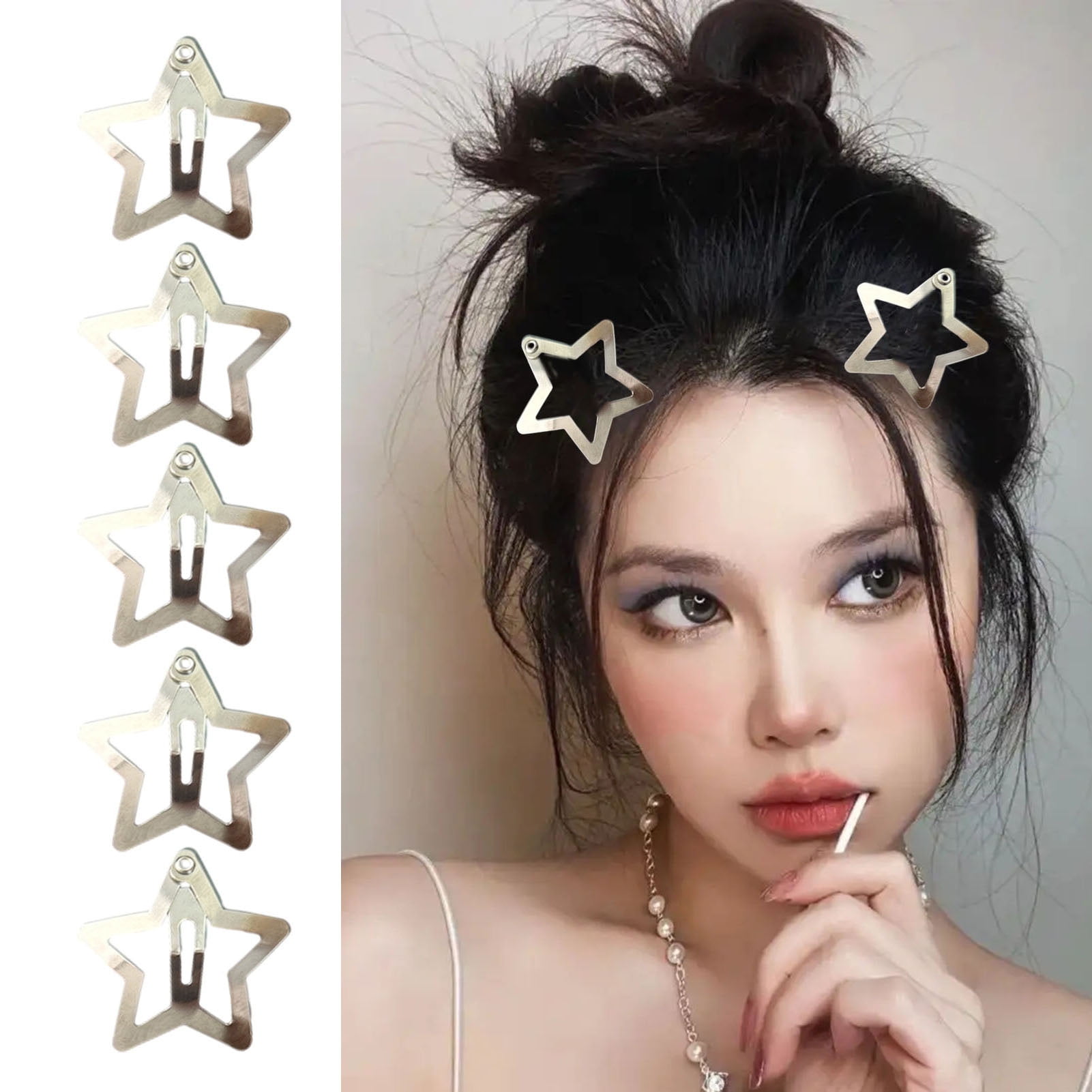 Gotofar 10/30/50PCS Hair Clips Sweet Star Shape Silver Color NonSlip