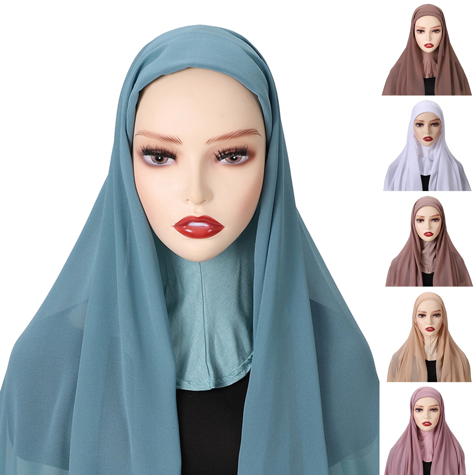 Gotofar Malaysia Women Head Scarf Solid Color Elastic Long Decorative