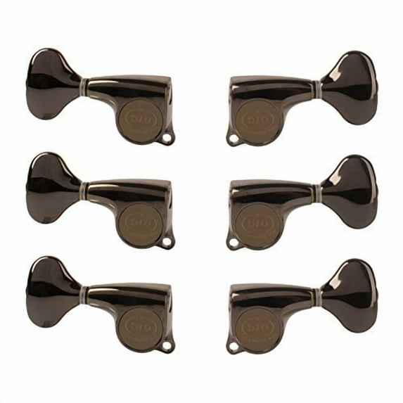 Gotoh Midsize 510 3+3 Guitar Tuners with Metal Knobs, Cosmo Black