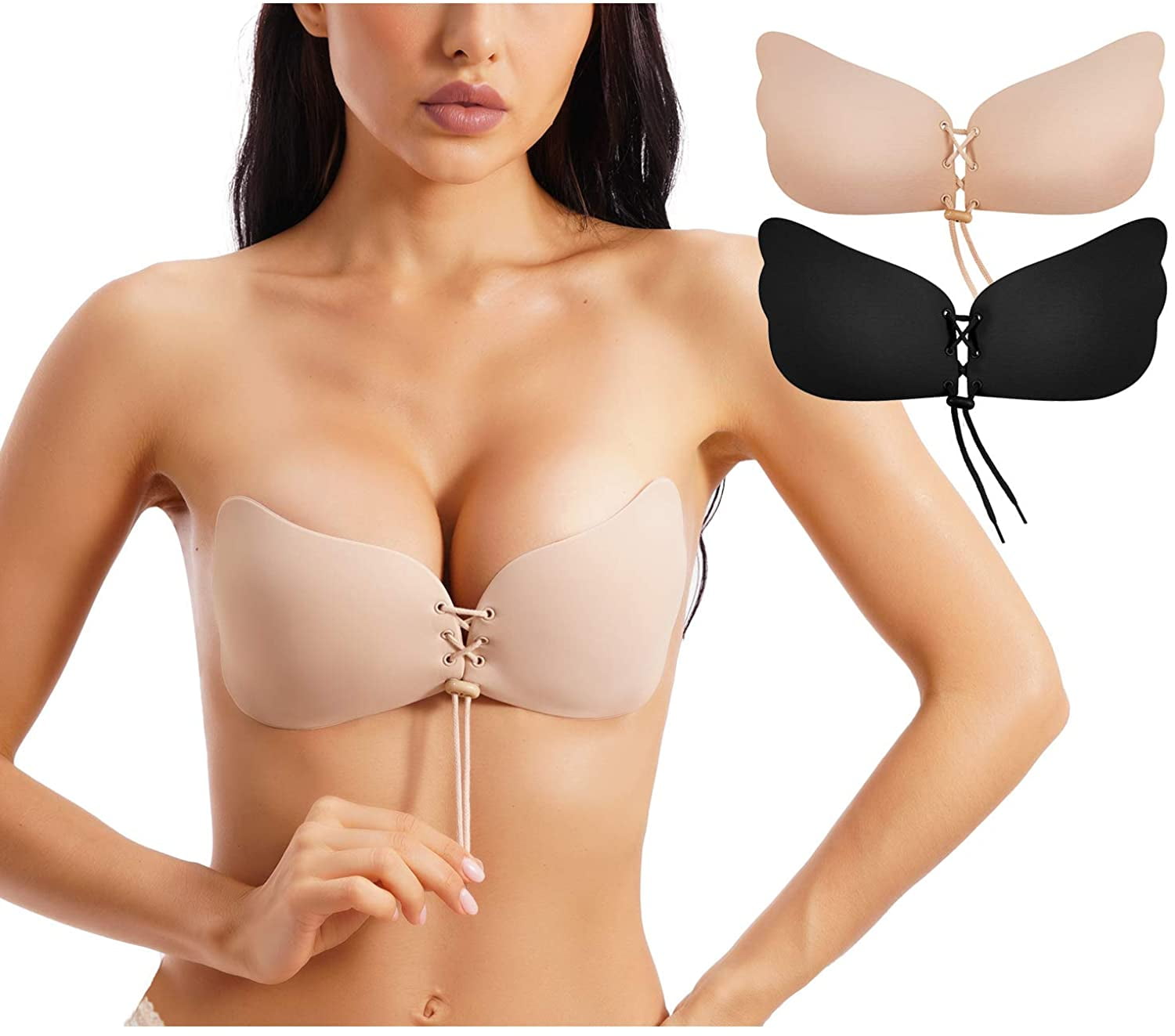 Gotoly 2Pack Strapless Adhesives Bras for Women Invisible Lift Up