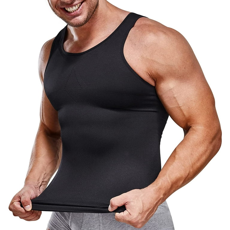 Gotoly Compression Shirt for Men Slimming Undershirt Body Shaper Tank Top  for Gynomastica Sleeveless Shapewear Vest Men(Black 3X-Large-4X-Large) 