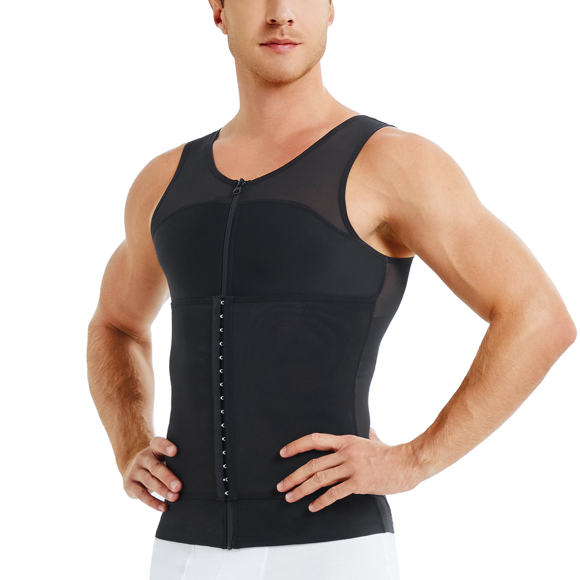 Gotoly Mens Compression Shirts Tummy Control Shapewear Tight Undershirt  Slimming Body Shaper Vest Workout Tank Top (Black Small) 