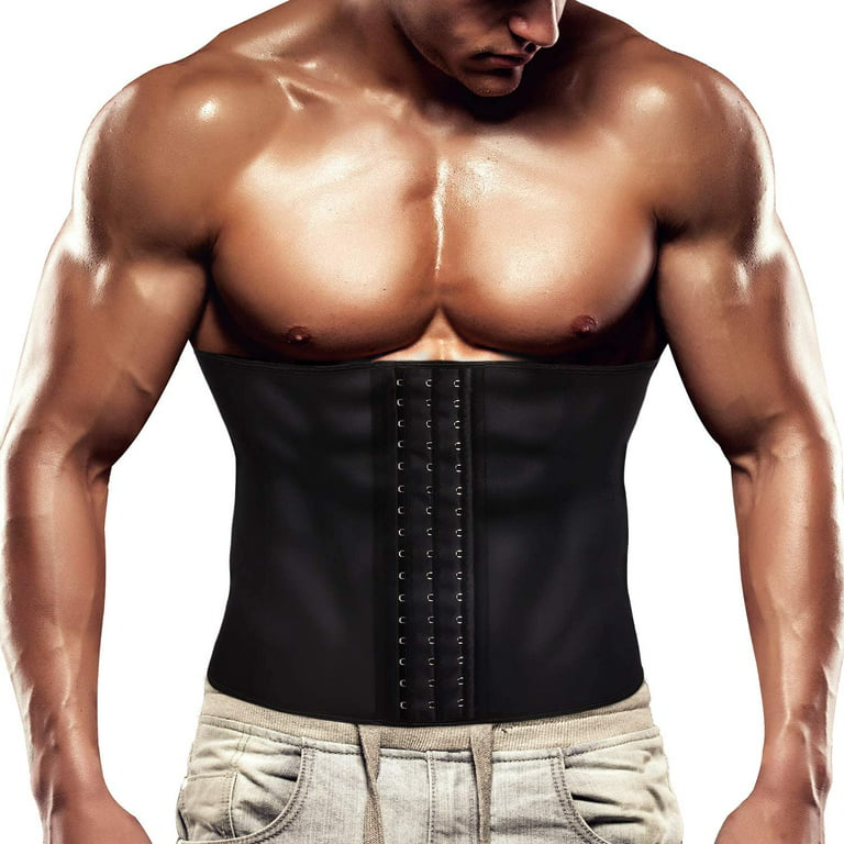 Gotoly Men Waist Trainer Slimming Body Shaper Belt Support Underwear Sweat  Corset(Black 3X-Large)