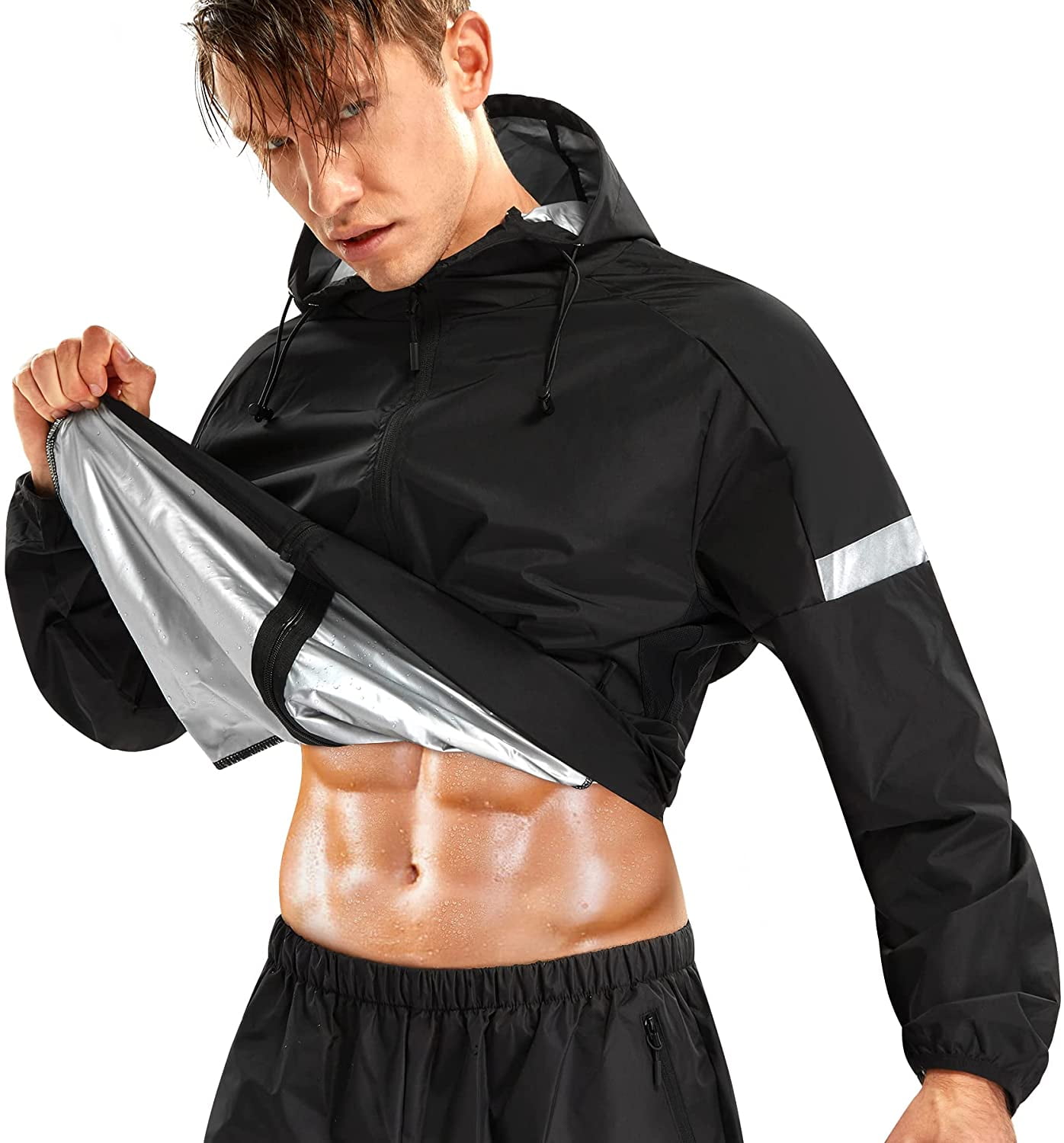 Gotoly Sauna Suit for Men Sweat Sauna Jacket Workout Shirt Gym