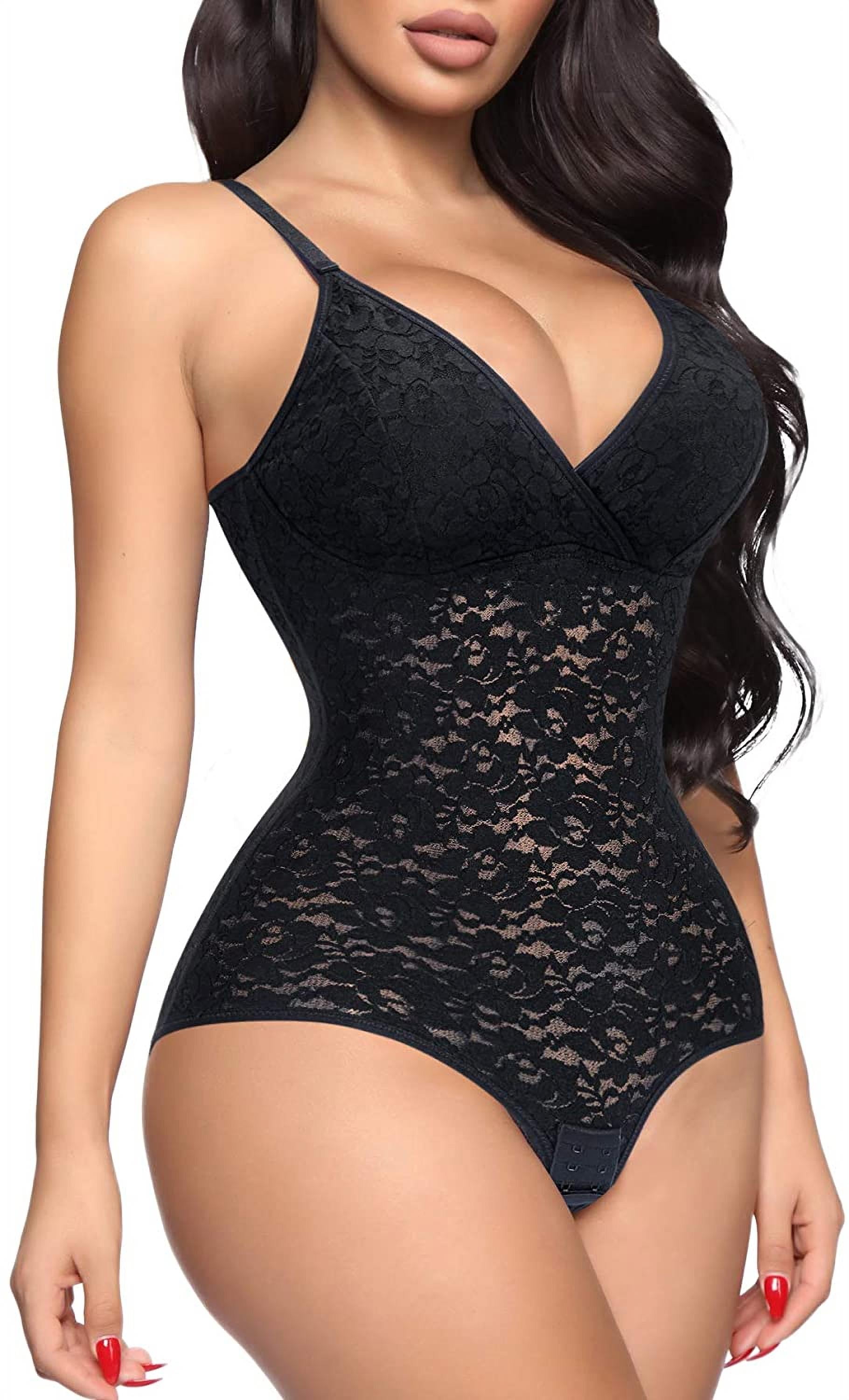 Gotoly Shapewear Tummy Control Bodysuit Cute Lace Cami V-Neck Tank Top  Waist Trainer Vest Smooth Body Shaper Slimming Corset(Black XX-Large)