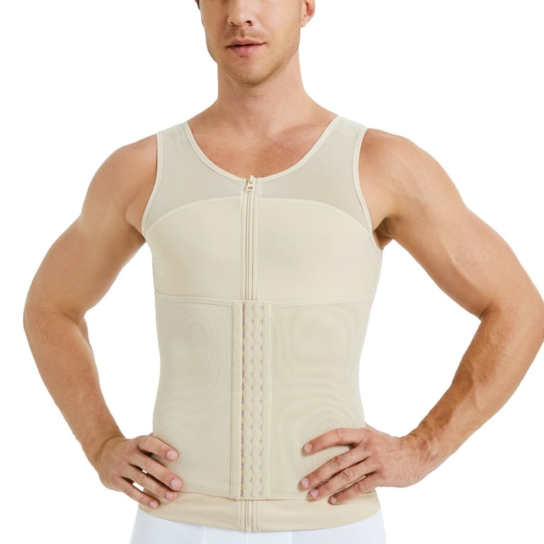 Gotoly Tummy Control Shapewear Tank Top for Mens Body Shaper Compression  Shirts(Beige Large) 