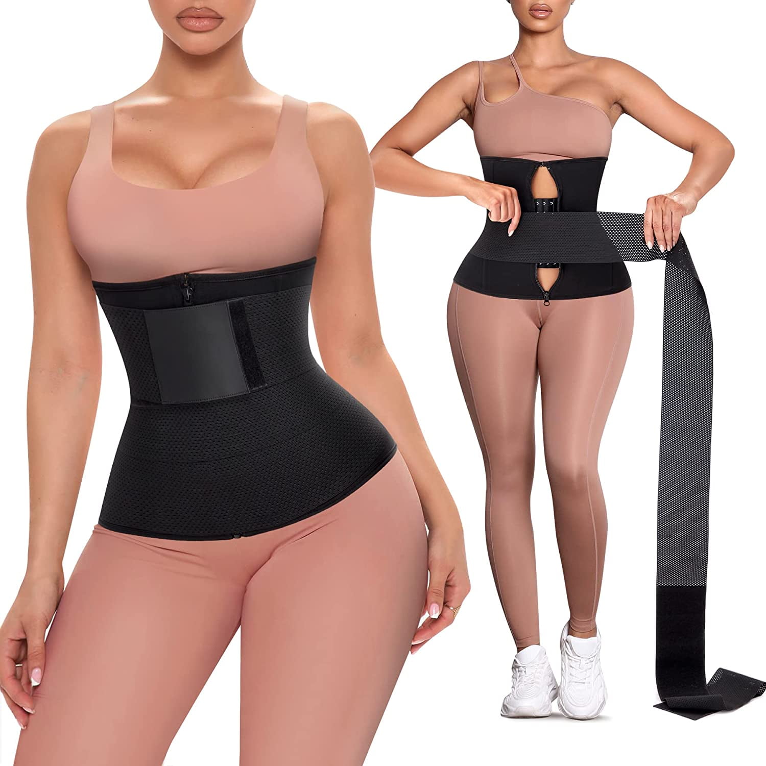 Gotoly Waist Trainer Cincher Belt for Women Tummy Control Shapewear Bandage  Wrap Belly Trimmer Body Shaper Sauna Girdle(Black Medium) 