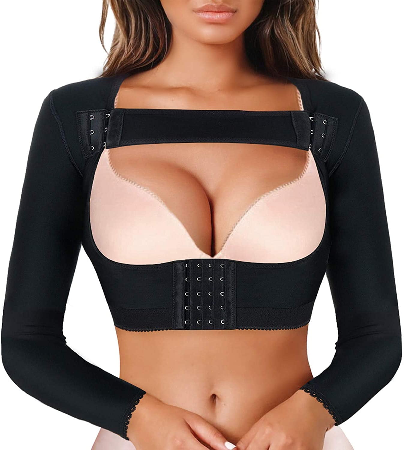 Gotoly Women Upper Arm Shaper Post Surgical Compression Sleeves Slimmer Tops  Posture Corrector Vest Shapewear(Black XX-Large) 