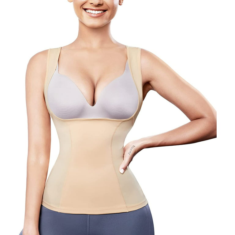 Gotoly Women Waist Trainer Shapewear Vest Seamless Body Shaper Tummy  Control Workout Tank Top Corset(Beige Large) 