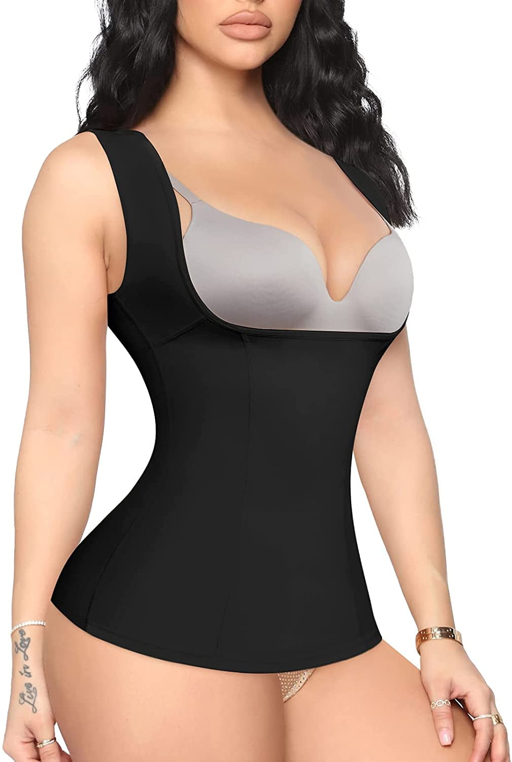 Gotoly Women Waist Trainer Shapewear Vest Tummy Control Workout Tank Top  Corset (Black XX-Large) 
