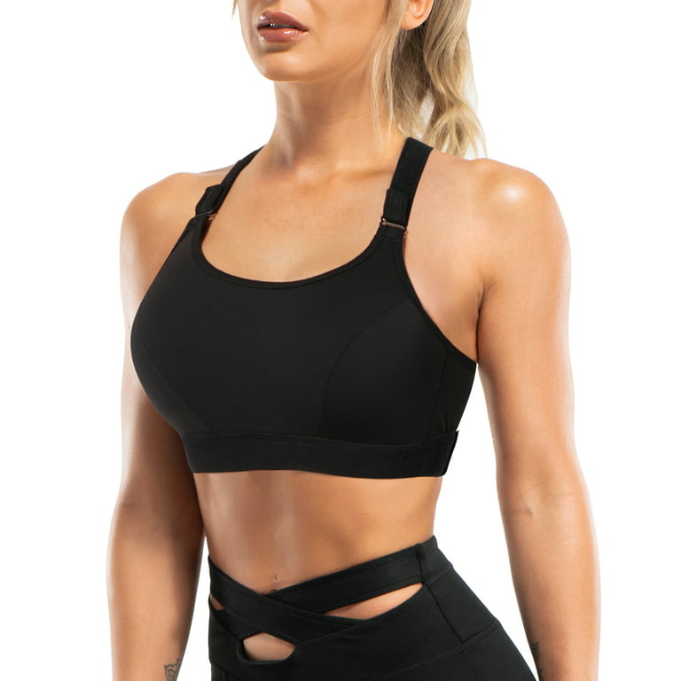 Gotoly Workout Padded Sports Bra For Women Wirefree High Impact Crop Top  with Adjustable Straps Yoga Bra(Black X-Large) 