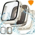 thumbnail image 1 of 2 Pack Waterproof Case for Apple Watch Series 6 5 4 SE 2nd Generation Screen Protector 44mm, Tempered Glass Hard PC Shockproof Cover Back Bumper for iWatch, 1 of 13