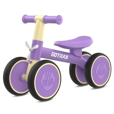Gotrax BA1 4 Wheels Ride-On Toy for Toddlers Ages 1-2, 7" Silent Wheels Baby Balance Bike, Indoor and Outdoor Use, Purple