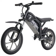 GOTRAX Fitz16 Electric Dirt Bike for Kids Ages 8+,350W Motor, 16" Off-Road Tires, Dual Suspension, 15.5 MPH, 16-Mile Range, LED Headlight,Black