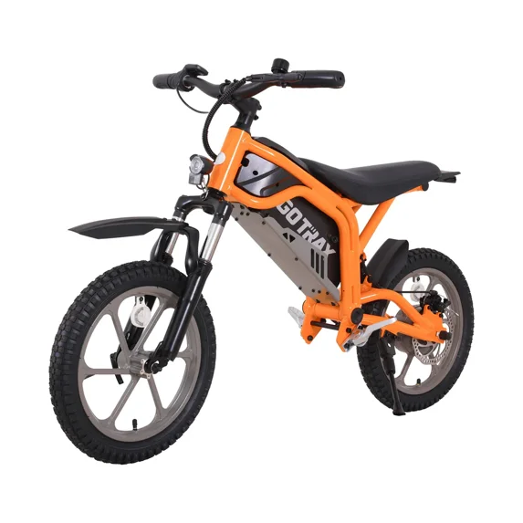 GOTRAX Fitz16 Electric Dirt Bike for Kids Ages 8+,350W Motor, 16" Off-Road Tires, Dual Suspension, 15.5 MPH, 16-Mile Range, LED Headlight,Orange