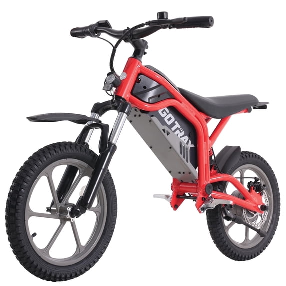 GOTRAX Fitz16 Electric Dirt Bike for Kids Ages 8+, 36V Battery,16-Mile Range, 16" Off-Road Tires, Dual Suspension,Red