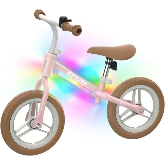GOTRAX KS12 Kids Balance Bike for Ages 2-5, LED Light Strip, Lightweight ,Adjustable Seat, Easy to Assemble,Pink