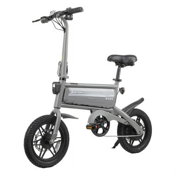 Gotrax Nano 14" Folding Adult Electric Bike,15.5mph 36V 350W Peak Foldable City Bike With LED Light,Gray