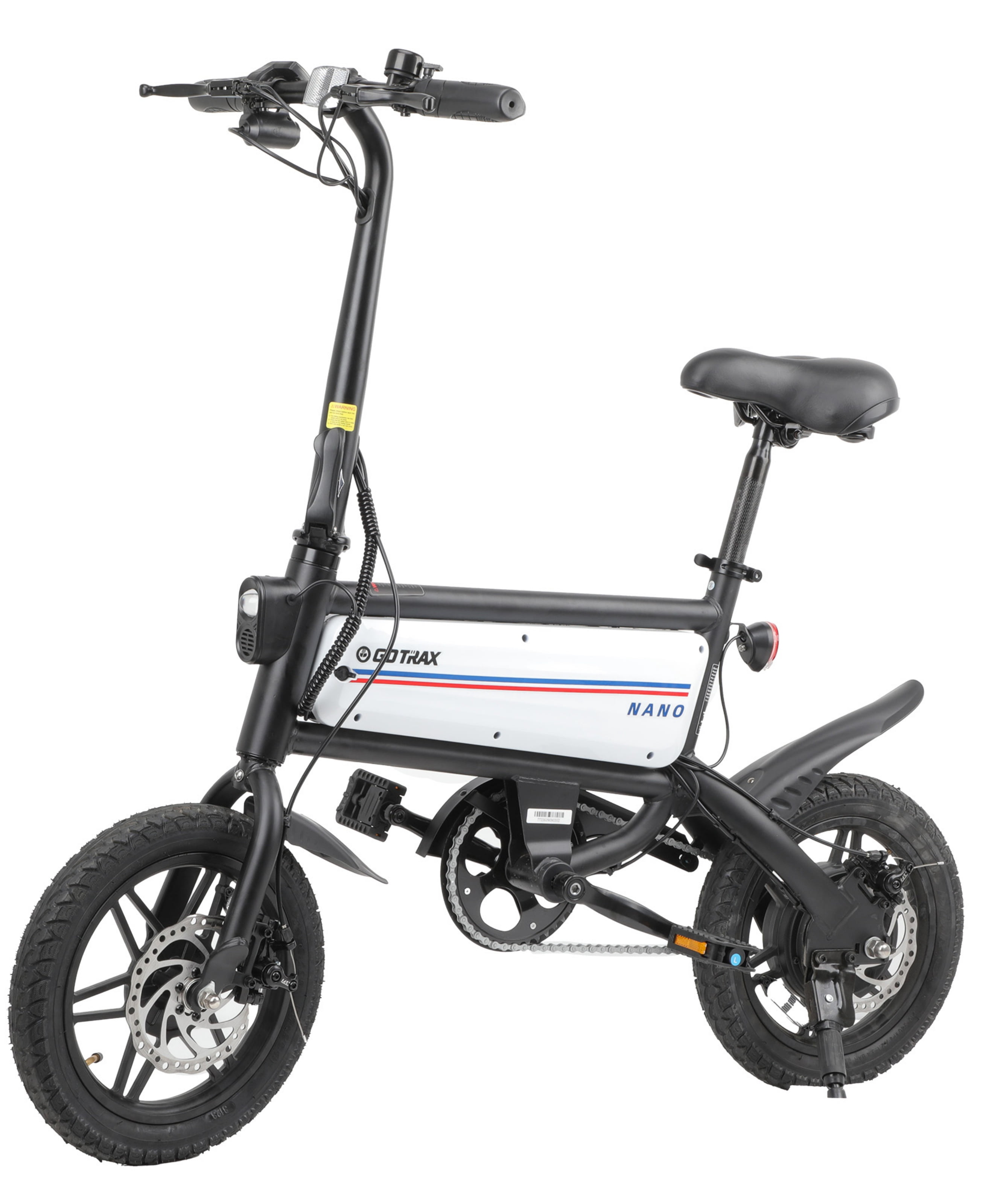 Gotrax Nano 14" Folding Adult Electric Bike,15.5mph 36V 350W Peak Foldable City Bike With LED Light,White