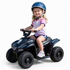 RT1 12V Kids Electric ATV Ride-On Toys ,8" Tires, Up to 80 Min Rechargeable Battery,Anti-Rollover, Age 3+, Black