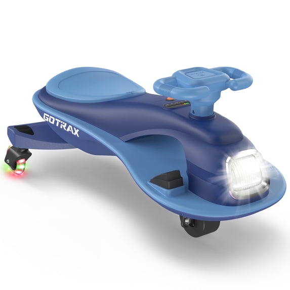 Gotrax WG1 12V Electric Wiggle Car for Kids, Ride On Toy with Music Speaker, Rear Flash Wheels, Pedal Throttle & Battery Display, Great Christmas Gift for Boys & Girls Ages 3+, 132 lbs,Blue