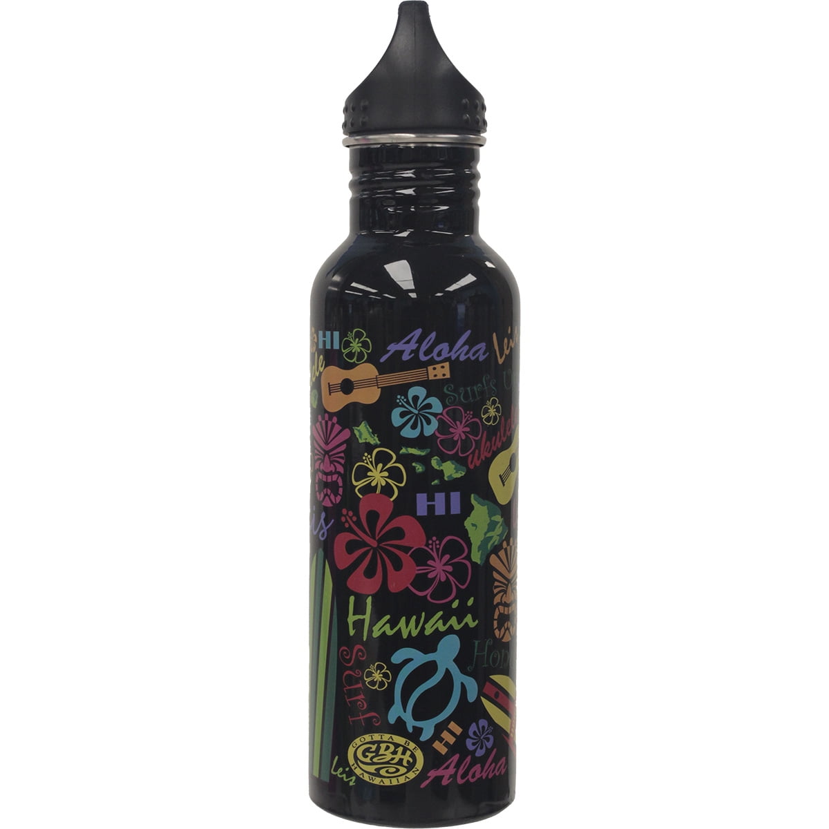 Gotta Be Hawaiian 25 oz. Stainless Steel Water Bottle -  Black  "Words Of Hawaii"