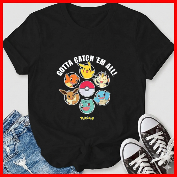 Gotta Catch Em All Classic Anime Monster Group Gathering Layout Unisex T-Shirt, up to size 5XL