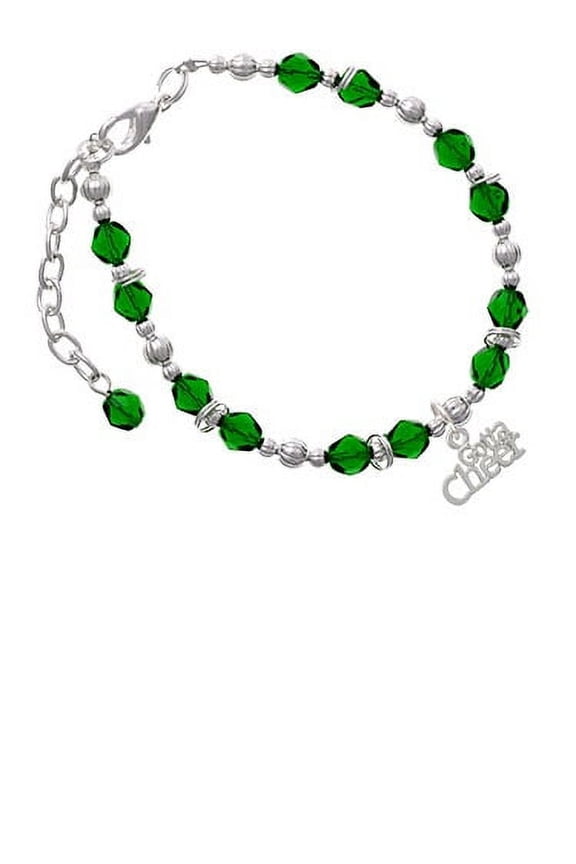 Gotta Cheer Green Beaded Bracelet