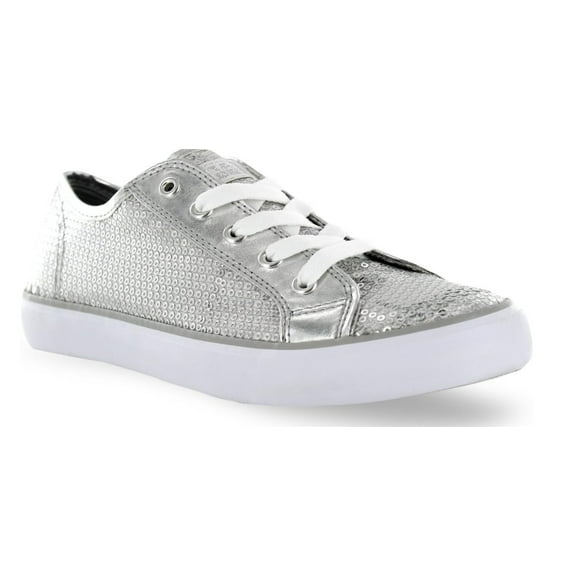 Gotta Flurt Women's Disco II Low Top Silver Sequin Dance Sneaker Size 8.5M
