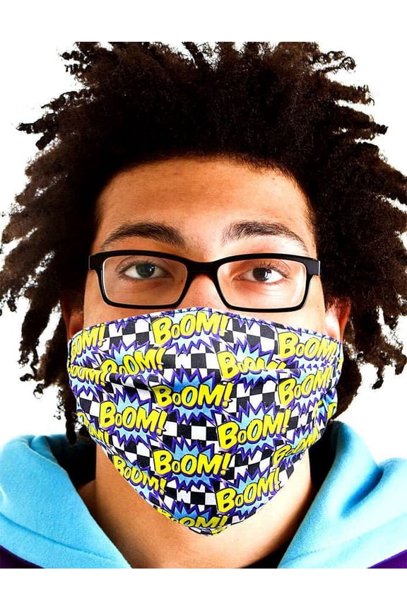 Polyester / Spandex, Fabric, Adjustable, 2-Layer Reusable & Washable Boom! Face Mask (One Size Fits All)
