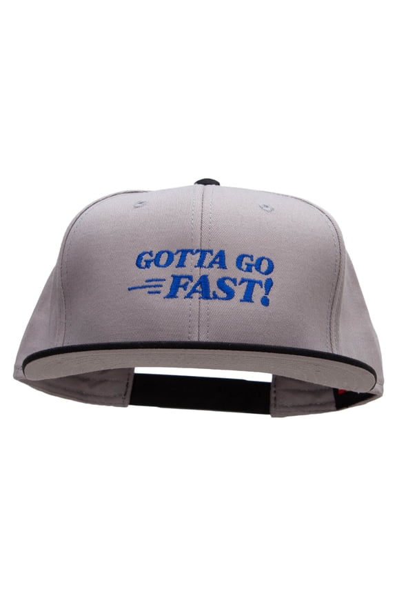 Gotta Go Fast Embroidered Two Tone Flat Bill Snapback - Black Grey OSFM