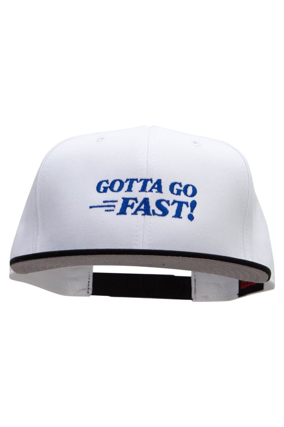 Gotta Go Fast Embroidered Two Tone Flat Bill Snapback - Black White OSFM