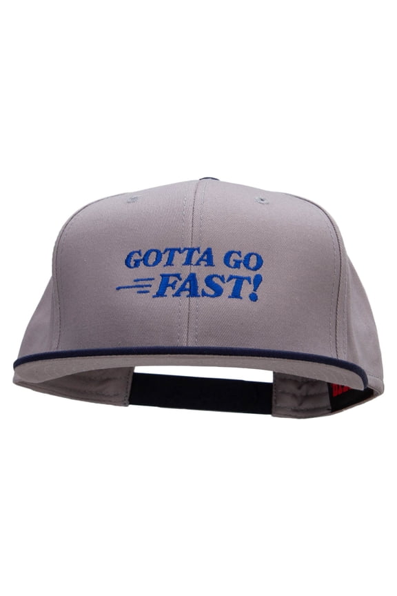 Gotta Go Fast Embroidered Two Tone Flat Bill Snapback - Navy Grey OSFM