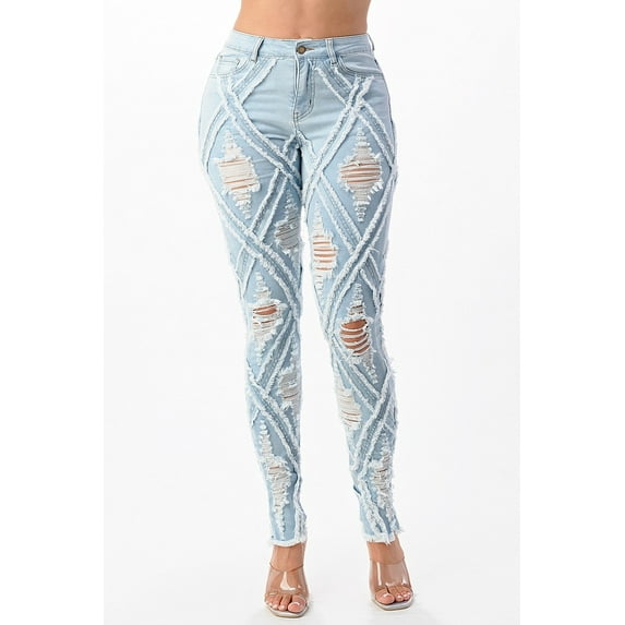 Gotta Have Them Diamond Distressed Ripped Skinny Jeans