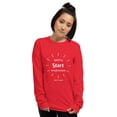 thumbnail image 1 of Gotta Start Somewhere Men’s Long Sleeve Shirt (Red, M), 1 of 4