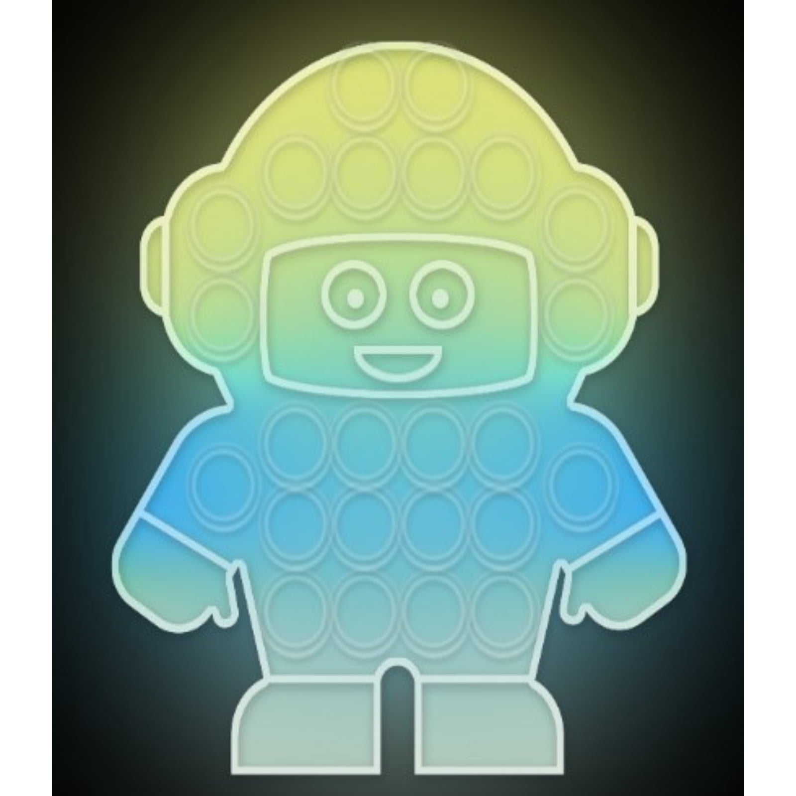 GottaPop 4.3" x 6.5" Glow in the Dark Bubble Popper Fidget Toy, Astronaut