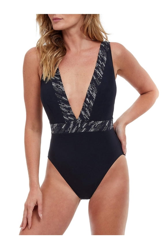 Swimwear Lurex-Trimmed One-Piece Swimsuit