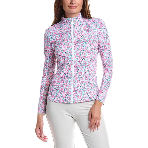 X by Gottex Women's Mock Neck Mesh Inset Full Zip Athletic Jacket