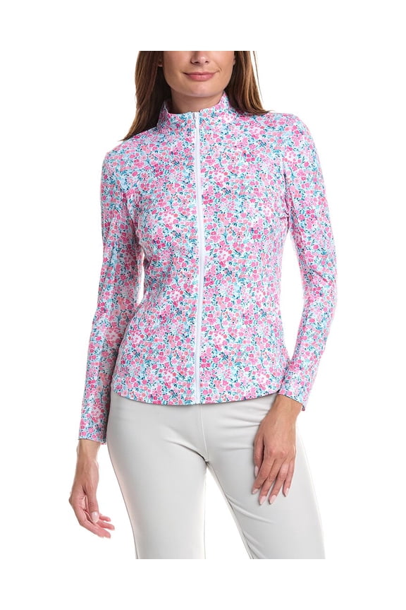 X by Gottex Women's Mock Neck Mesh Inset Full Zip Athletic Jacket