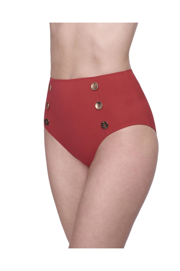 womens  High Waist Bikini Bottom, 8, Red