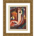 thumbnail image 1 of Gottfried Graf 12x14 Gold Ornate Wood Frame and Double Matted Museum Art Print Titled - Composition with Humans and Sky Bodies (1910), 1 of 4