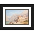 thumbnail image 1 of Gottfried Seelos 18x13 Black Ornate Wood Framed Double Matted Museum Art Print Titled - A Southern Coastline, Surrounded by a Mountain Range, 1 of 5