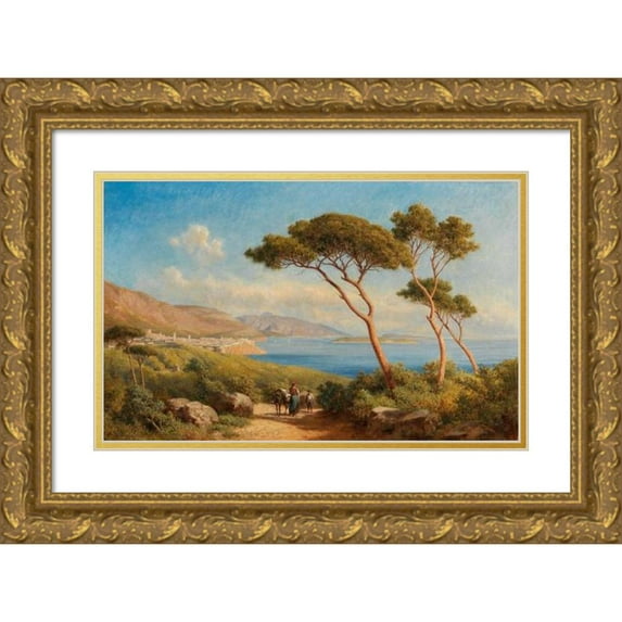 Gottfried Seelos 24x16 Gold Ornate Framed and Double Matted Museum Art Print Titled - A Neapolitan Landscape (1897)